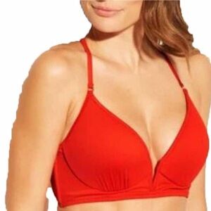 NWT Shade & Shore Women's Light Lift Wire Bikini Top red lightly lined ❤️
